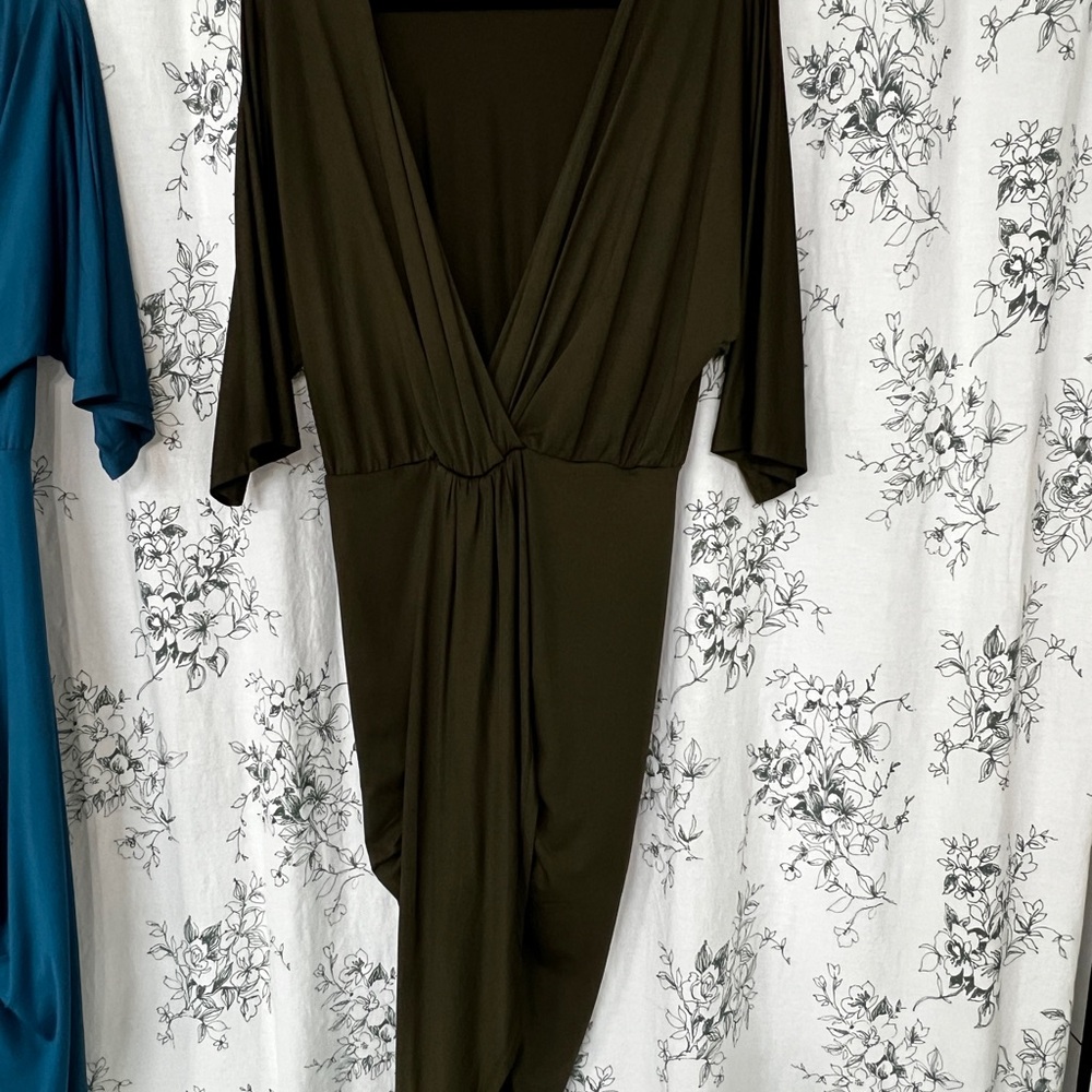 Elegant Olive Green Wrap Dress